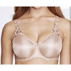Dominique Underwire Beige Bra Embroidered‎ Straps 48D NWT